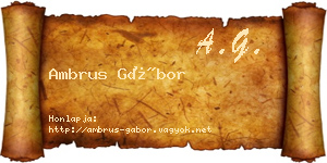 Ambrus Gábor névjegykártya